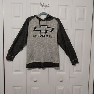 GM Chevrolet Hoodie Sweatshirt Sz L  Black Gray Pockets Drawstring Official